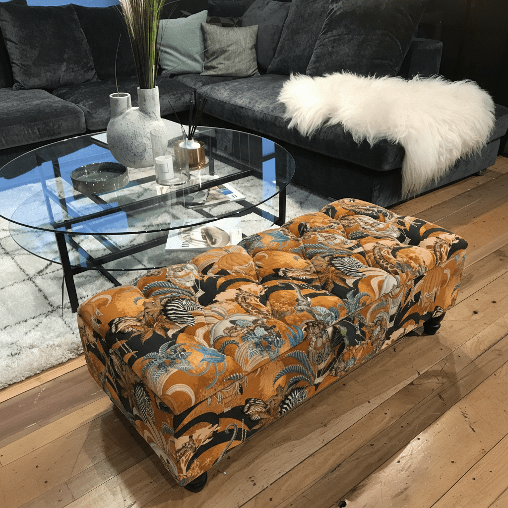 Handcrafted Rectangle End of Bed Buttoned Bench bec - ISTOOLS