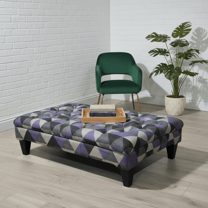 Handcrafted Rectangular Buttoned Ottoman Centrepiece Aesthetic - ISTOOLS