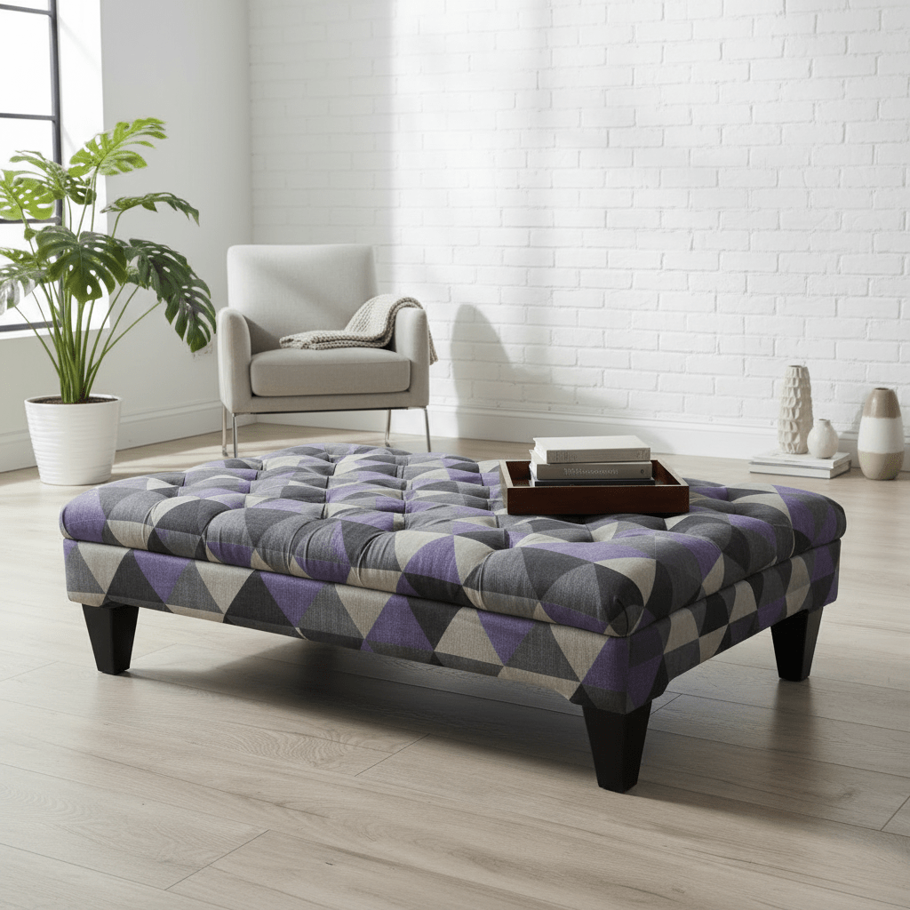 Handcrafted Rectangular Buttoned Ottoman Centrepiece Aesthetic - ISTOOLS