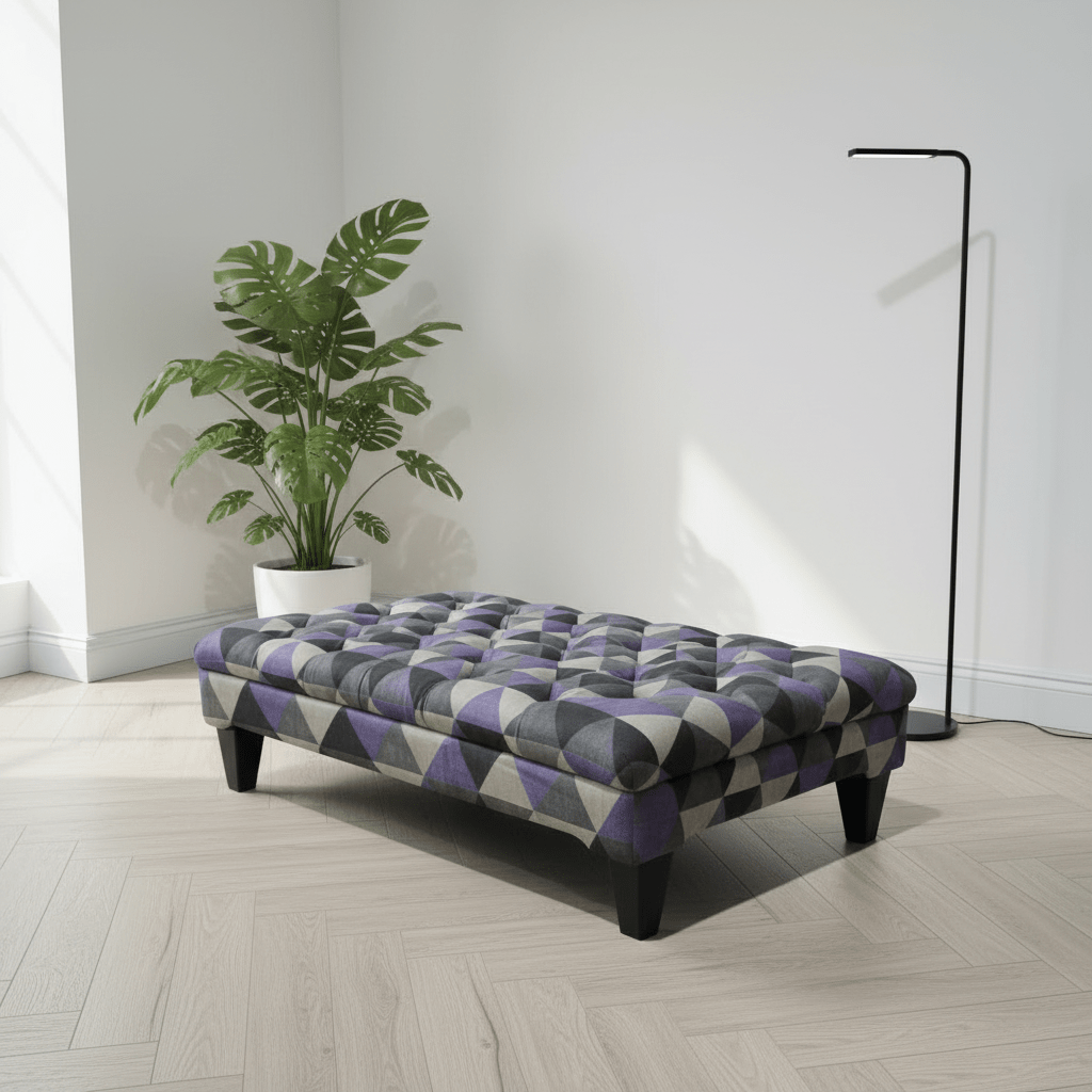 Handcrafted Rectangular Buttoned Ottoman Centrepiece Aesthetic - ISTOOLS