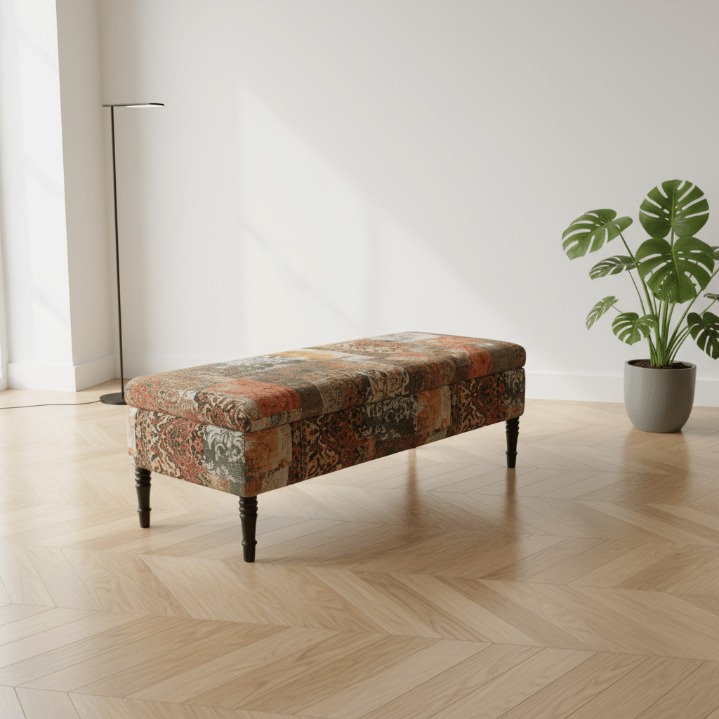 Handcrafted Rectangular Ottoman Bench Abstract Aesthetic UK - ISTOOLS