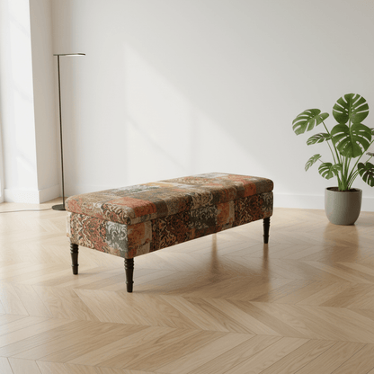 Handcrafted Rectangular Ottoman Bench Abstract Aesthetic UK - ISTOOLS