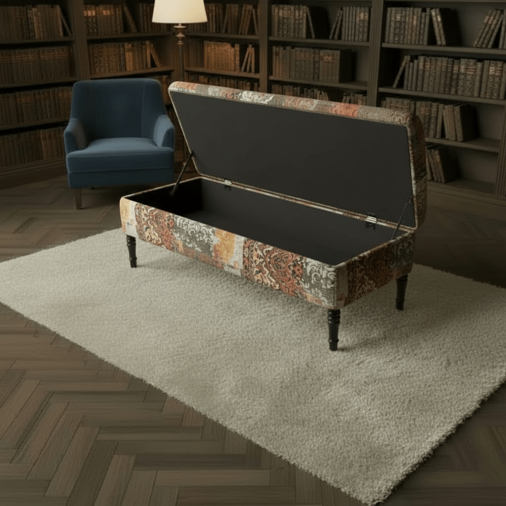 Handcrafted Rectangular Ottoman Bench Abstract Aesthetic UK - ISTOOLS