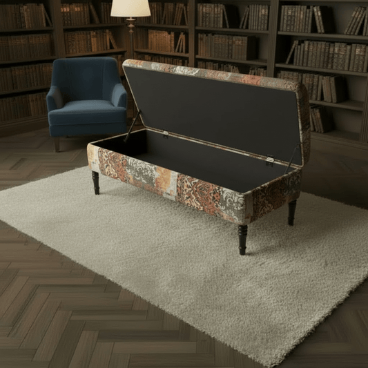 Handcrafted Rectangular Ottoman Bench Abstract Aesthetic UK - ISTOOLS