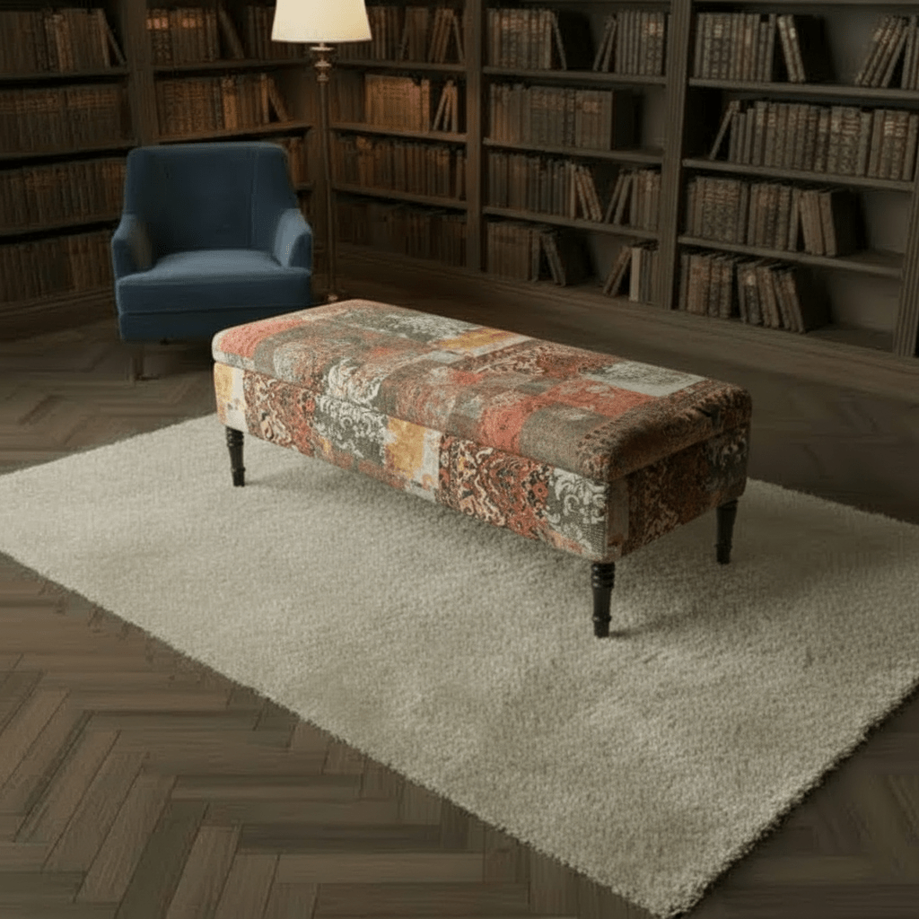 Handcrafted Rectangular Ottoman Bench Abstract Aesthetic UK - ISTOOLS