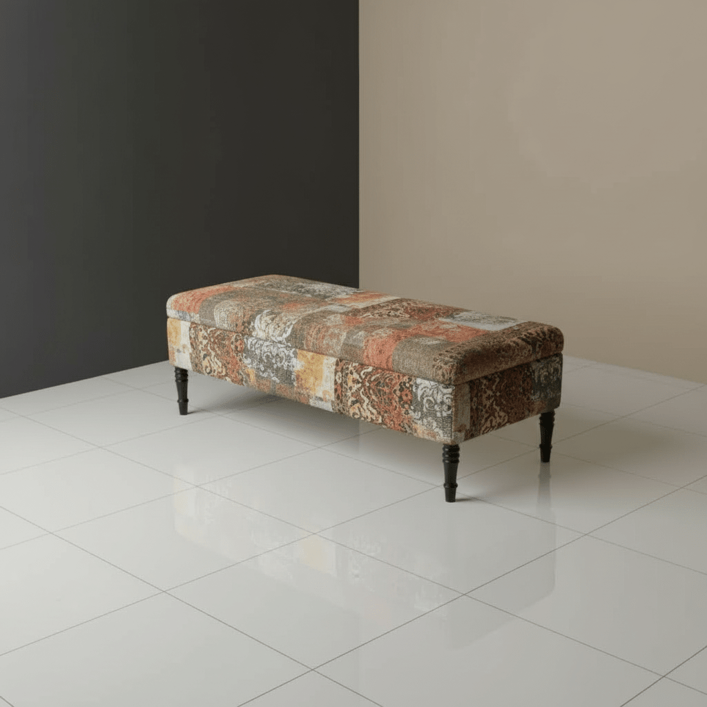 Handcrafted Rectangular Ottoman Bench Abstract Aesthetic UK - ISTOOLS