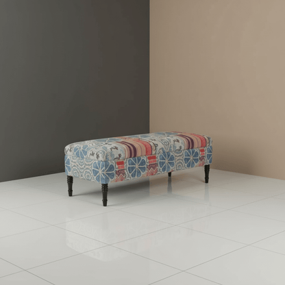Handcrafted Smooth Top Ottoman Bench Distinctive Designer Motif - ISTOOLS