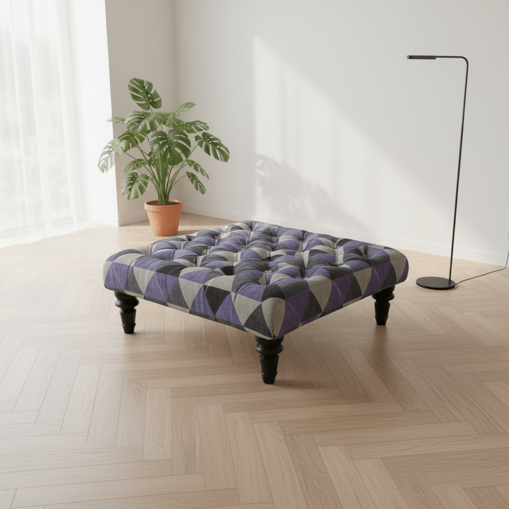 Handcrafted Square Buttoned Ottoman Centrepiece Aesthetic - ISTOOLS