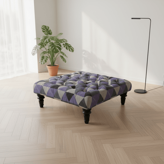 Handcrafted Square Buttoned Ottoman Centrepiece Aesthetic - ISTOOLS