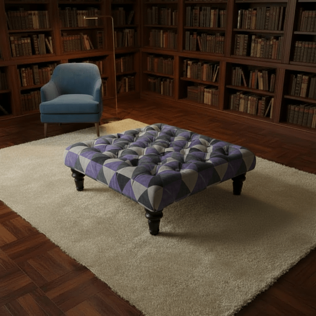 Handcrafted Square Buttoned Ottoman Centrepiece Aesthetic - ISTOOLS