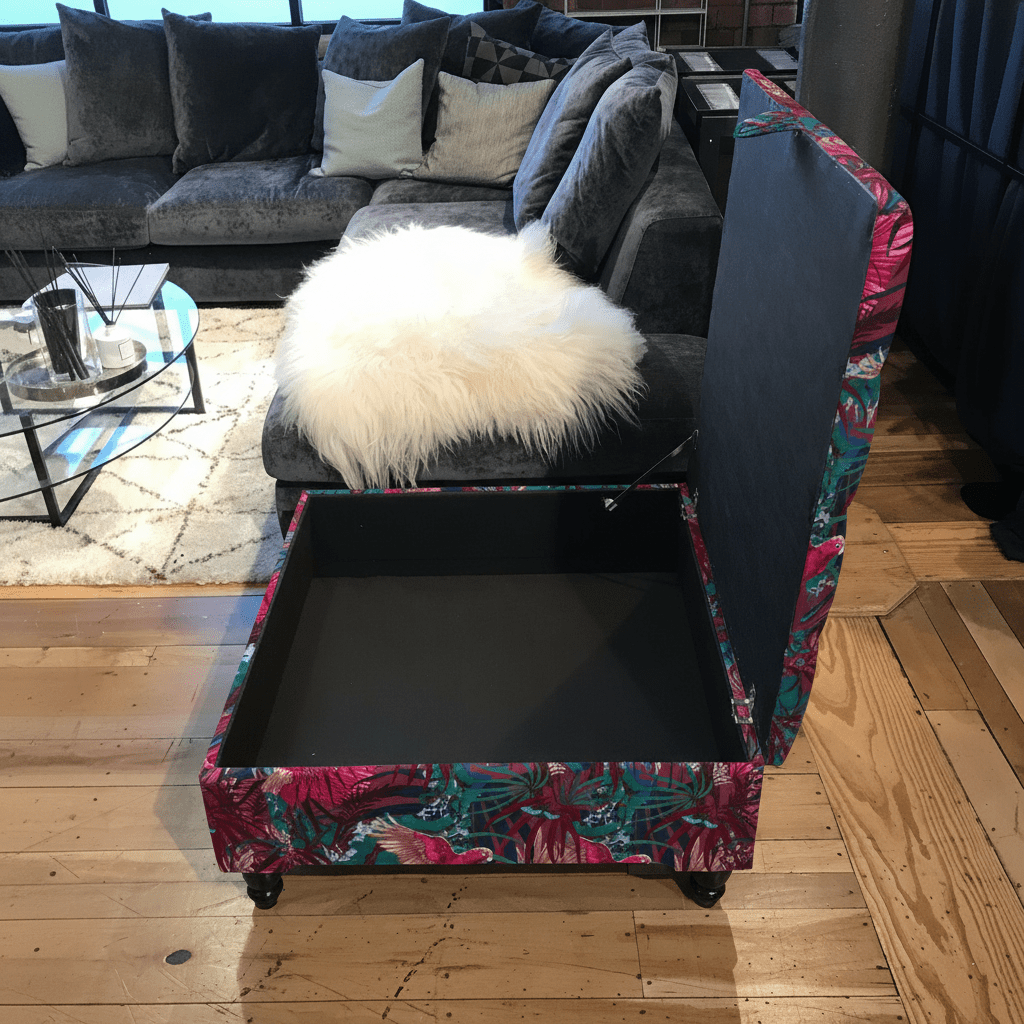Handcrafted Square Coffee Table Ottoman with Storage bec - ISTOOLS