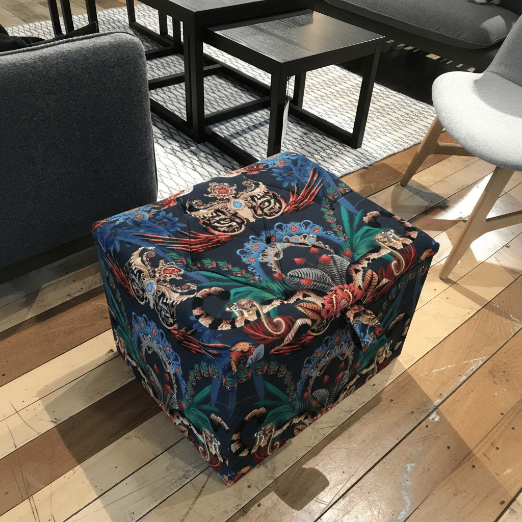 Handcrafted Square Floor Footstool Deep Buttoned bec - ISTOOLS
