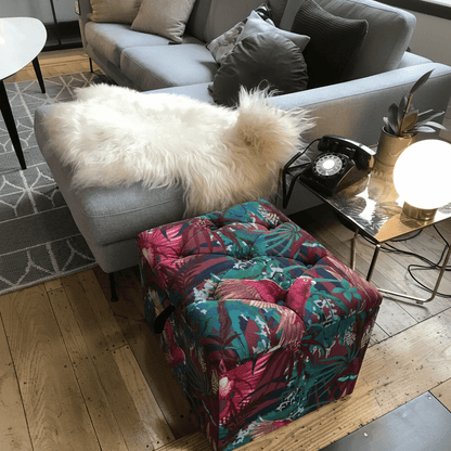 Handcrafted Square Floor Footstool Deep Buttoned bec - ISTOOLS