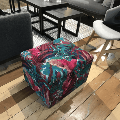 Handcrafted Square Floor Footstool Deep Buttoned bec - ISTOOLS