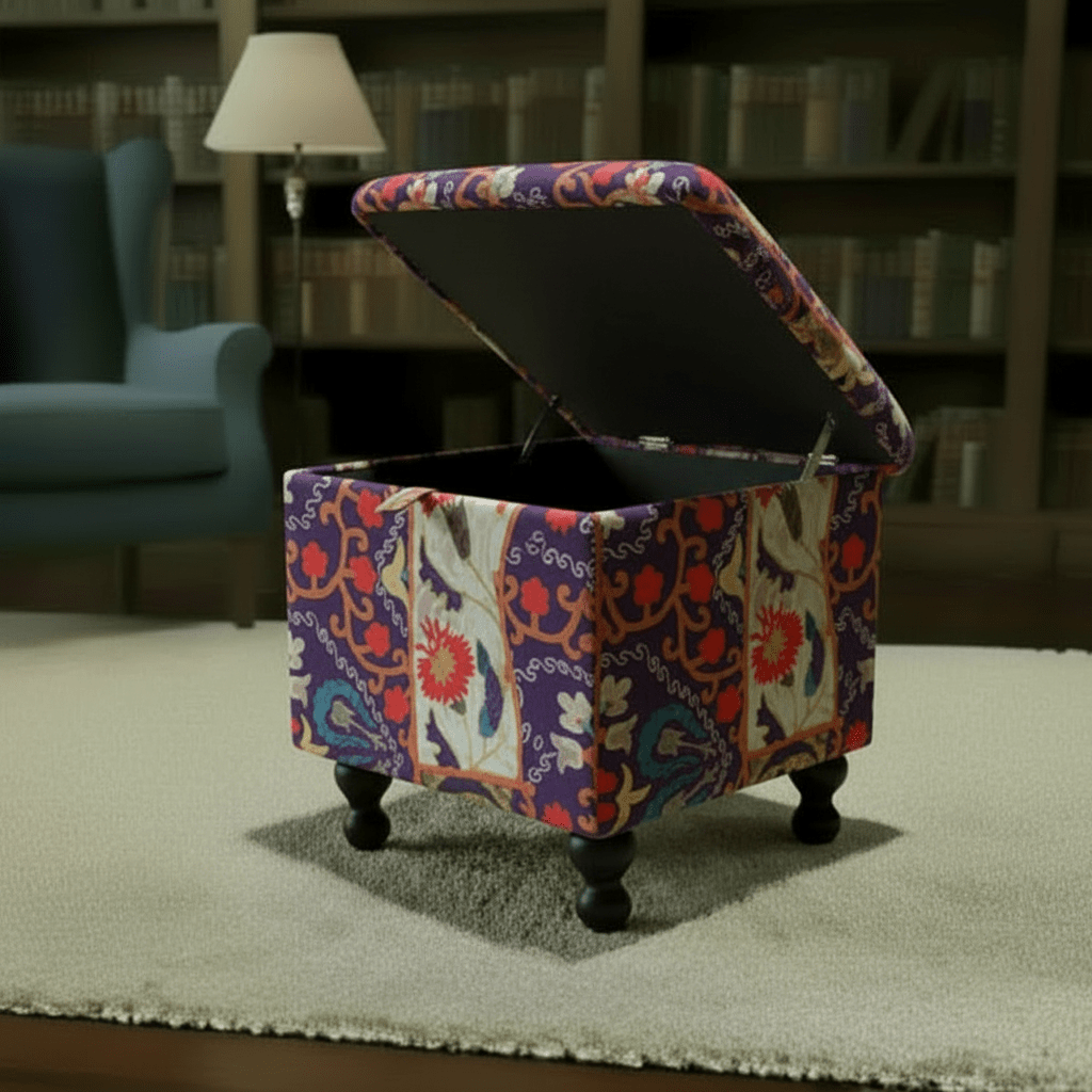 Handcrafted Square Storage Ottoman Expressive Aesthetic - ISTOOLS