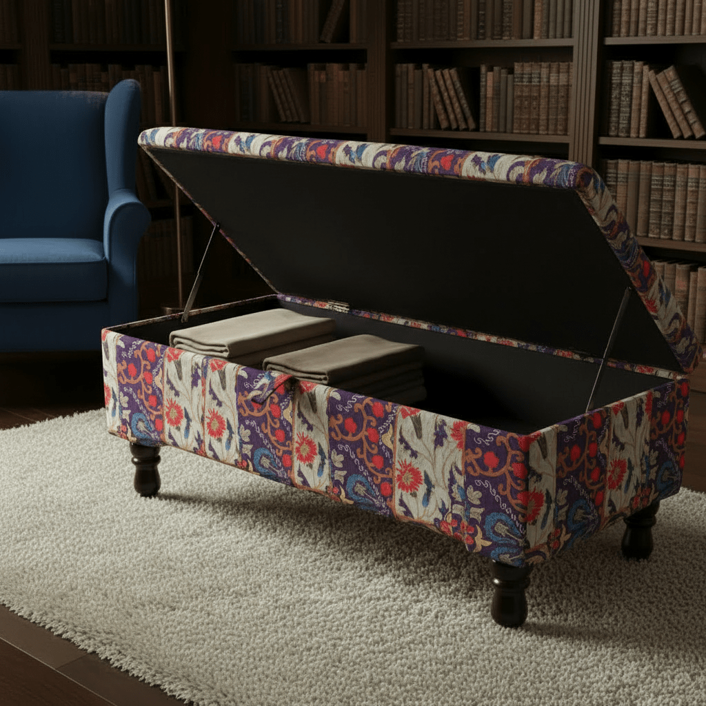 Handcrafted Storage Ottoman Expressive Aesthetic Smooth Top - ISTOOLS