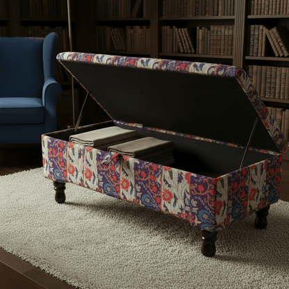 Handcrafted Storage Ottoman Expressive Aesthetic Smooth Top - ISTOOLS