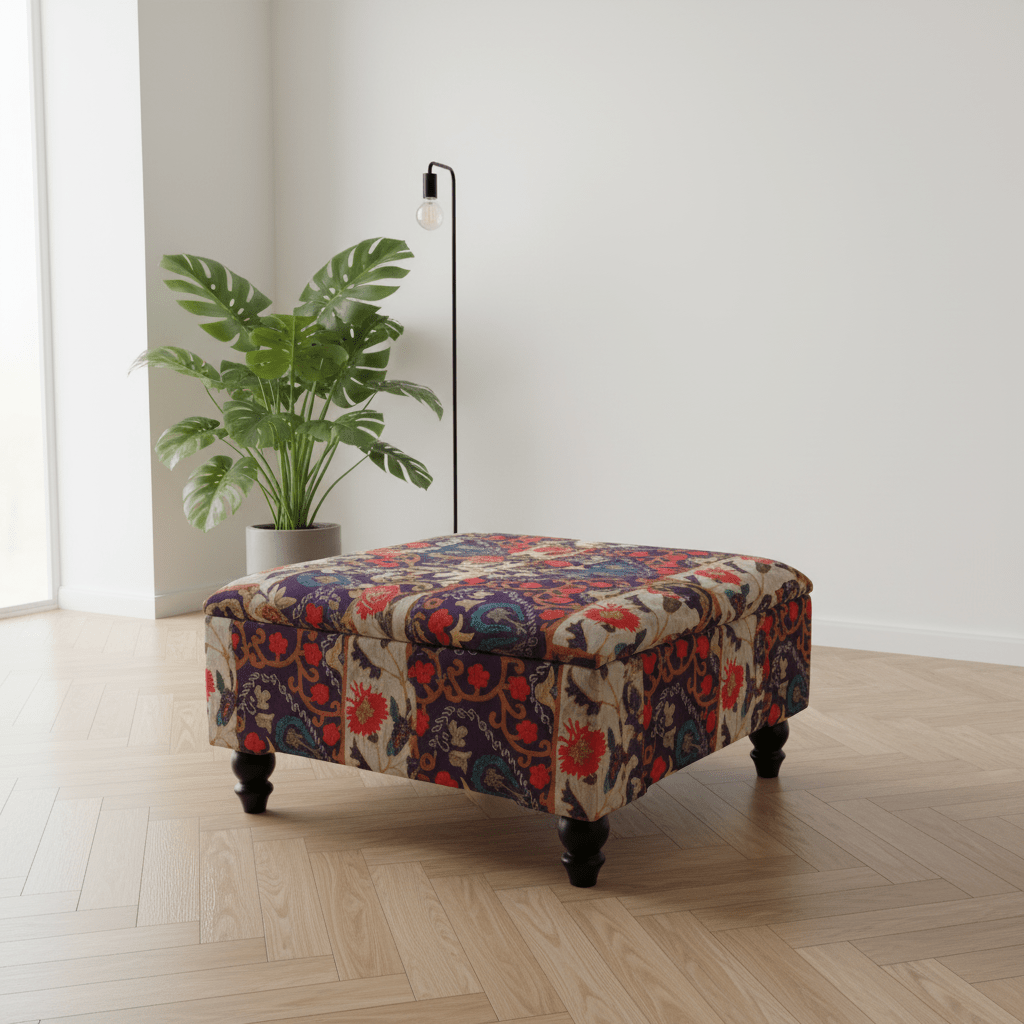 Handcrafted Storage Ottoman Minimalist Aesthetic Smooth Top - ISTOOLS