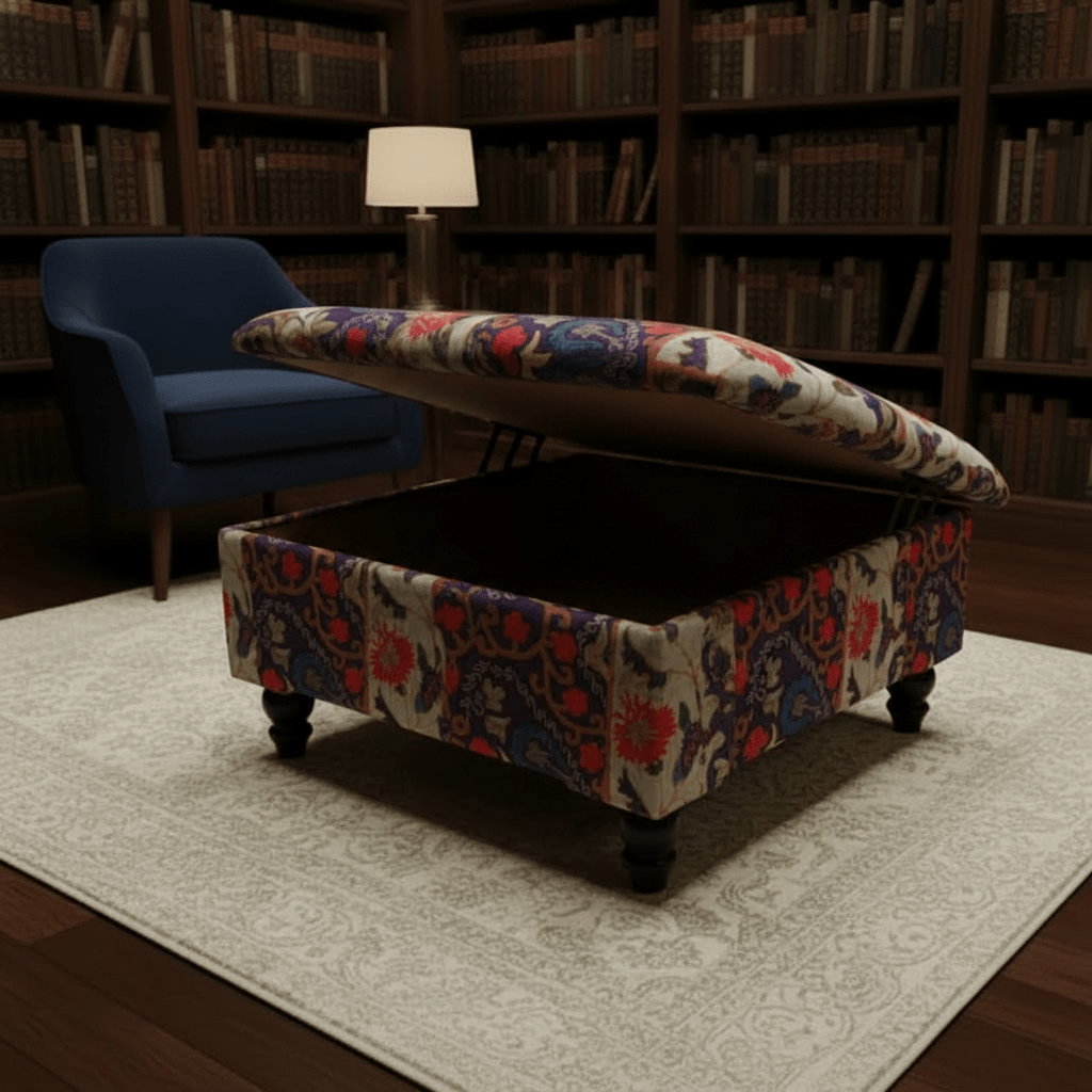 Handcrafted Storage Ottoman Minimalist Aesthetic Smooth Top - ISTOOLS