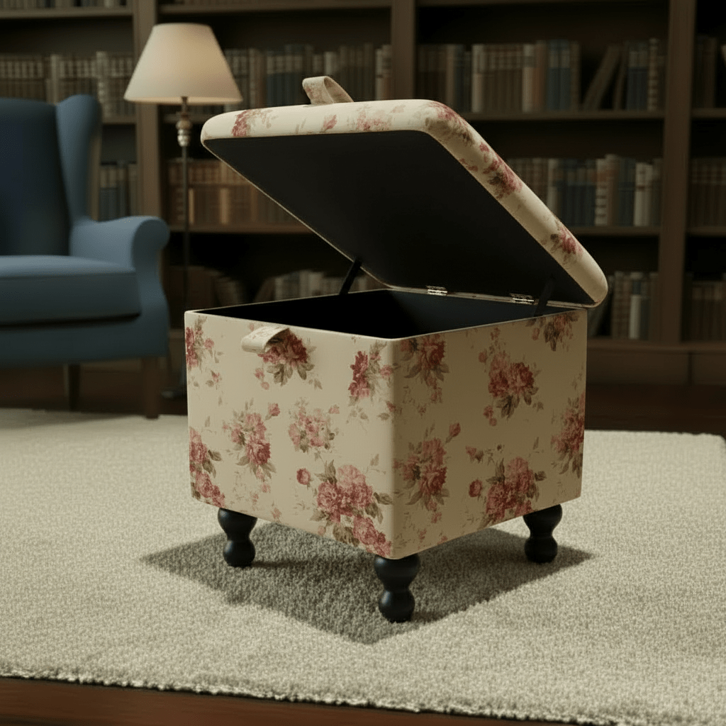 Handcrafted Tray Table Base & Footstool Combo – Multi - Purpose Storage Ottoman UK - ISTOOLS