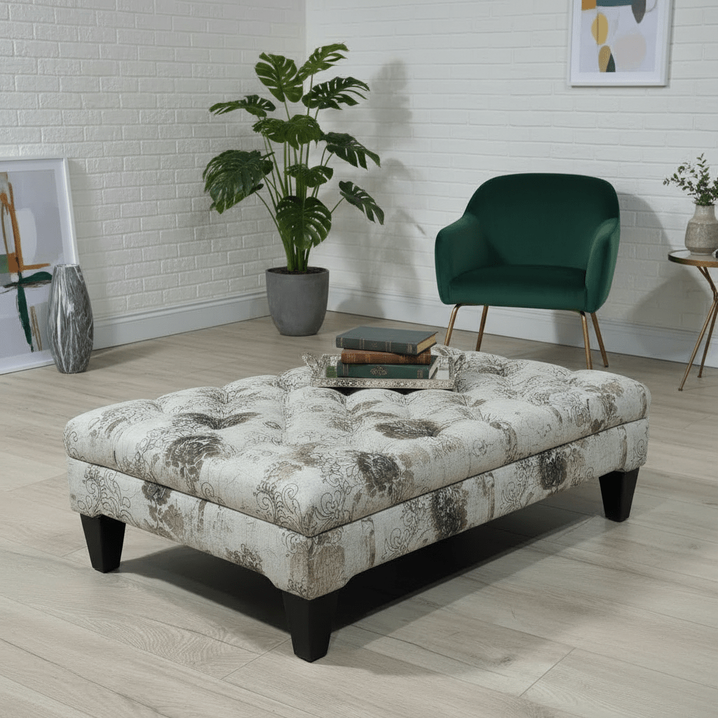 Handcrafted Tufted Coffee Table Bench Multi - Toned Finish - ISTOOLS
