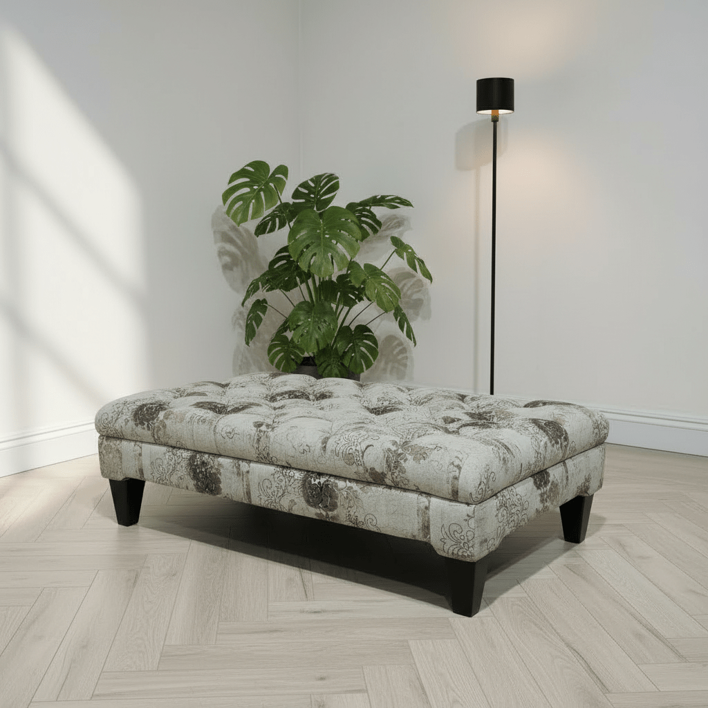 Handcrafted Tufted Coffee Table Bench Multi - Toned Finish - ISTOOLS