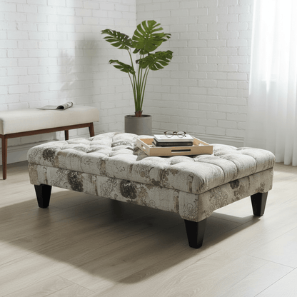 Handcrafted Tufted Coffee Table Bench Multi - Toned Finish - ISTOOLS