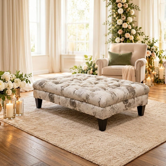 Handcrafted Tufted Coffee Table Bench Multi-Toned Finish - ISTOOLS
