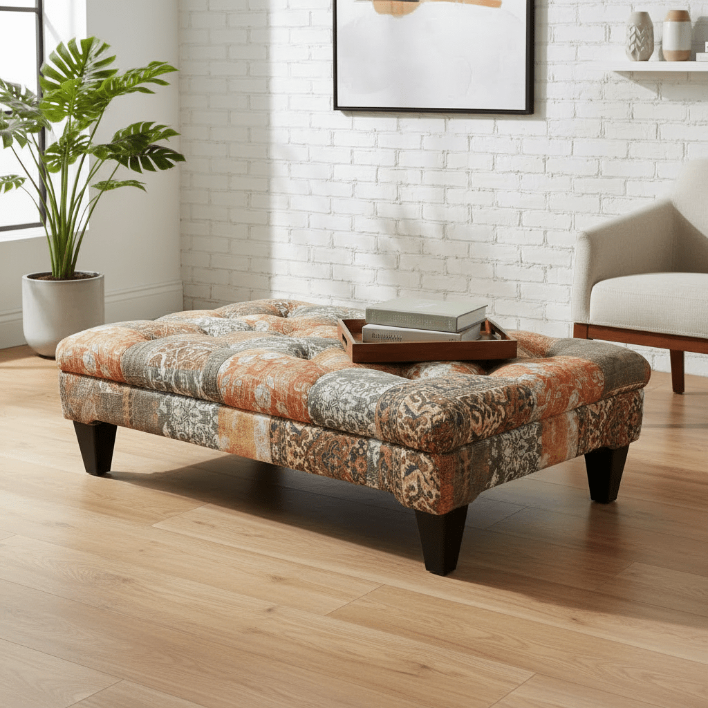 Handcrafted Tufted Footstool Table Contemporary Print UK - ISTOOLS