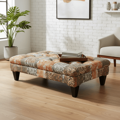 Handcrafted Tufted Footstool Table Contemporary Print UK - ISTOOLS