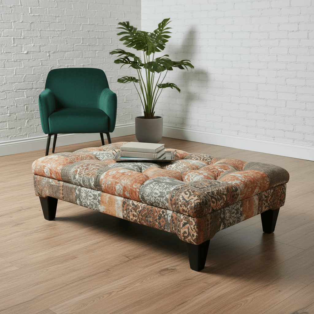 Handcrafted Tufted Footstool Table Contemporary Print UK - ISTOOLS