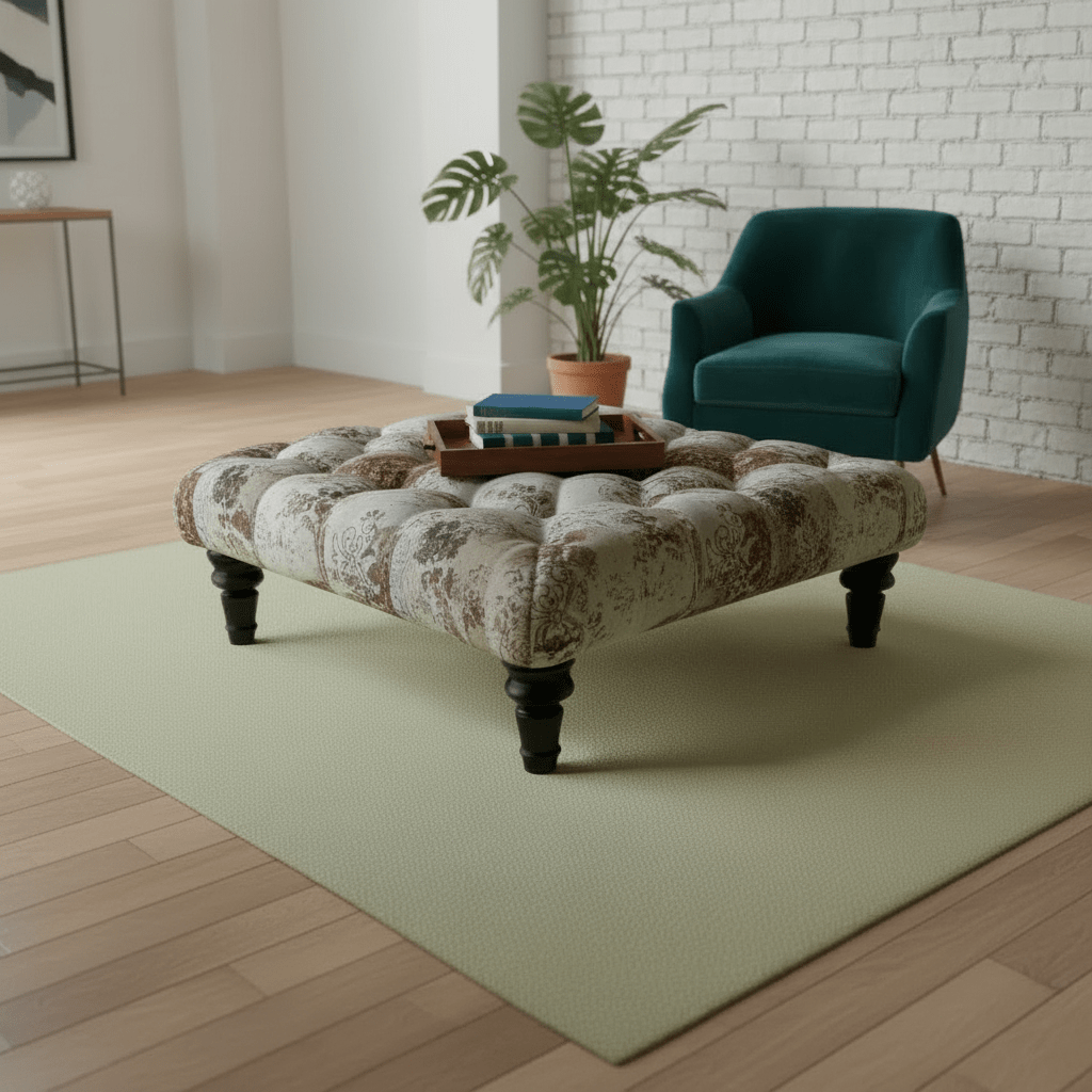 Handcrafted Tufted Square Coffee Table Stool Multi - Toned Finish - ISTOOLS