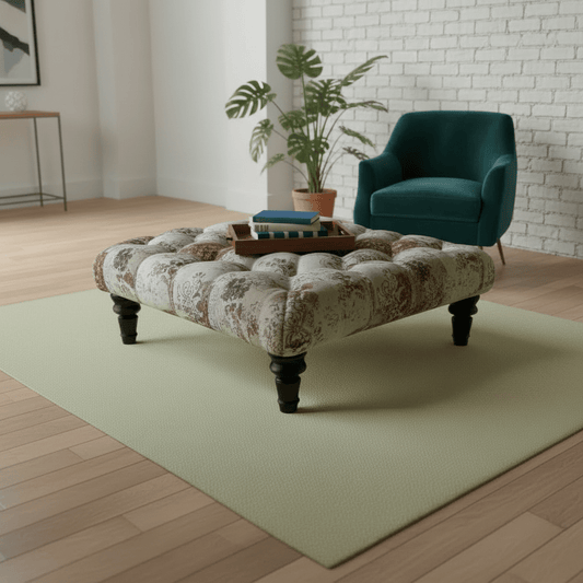 Handcrafted Tufted Square Coffee Table Stool Multi - Toned Finish - ISTOOLS