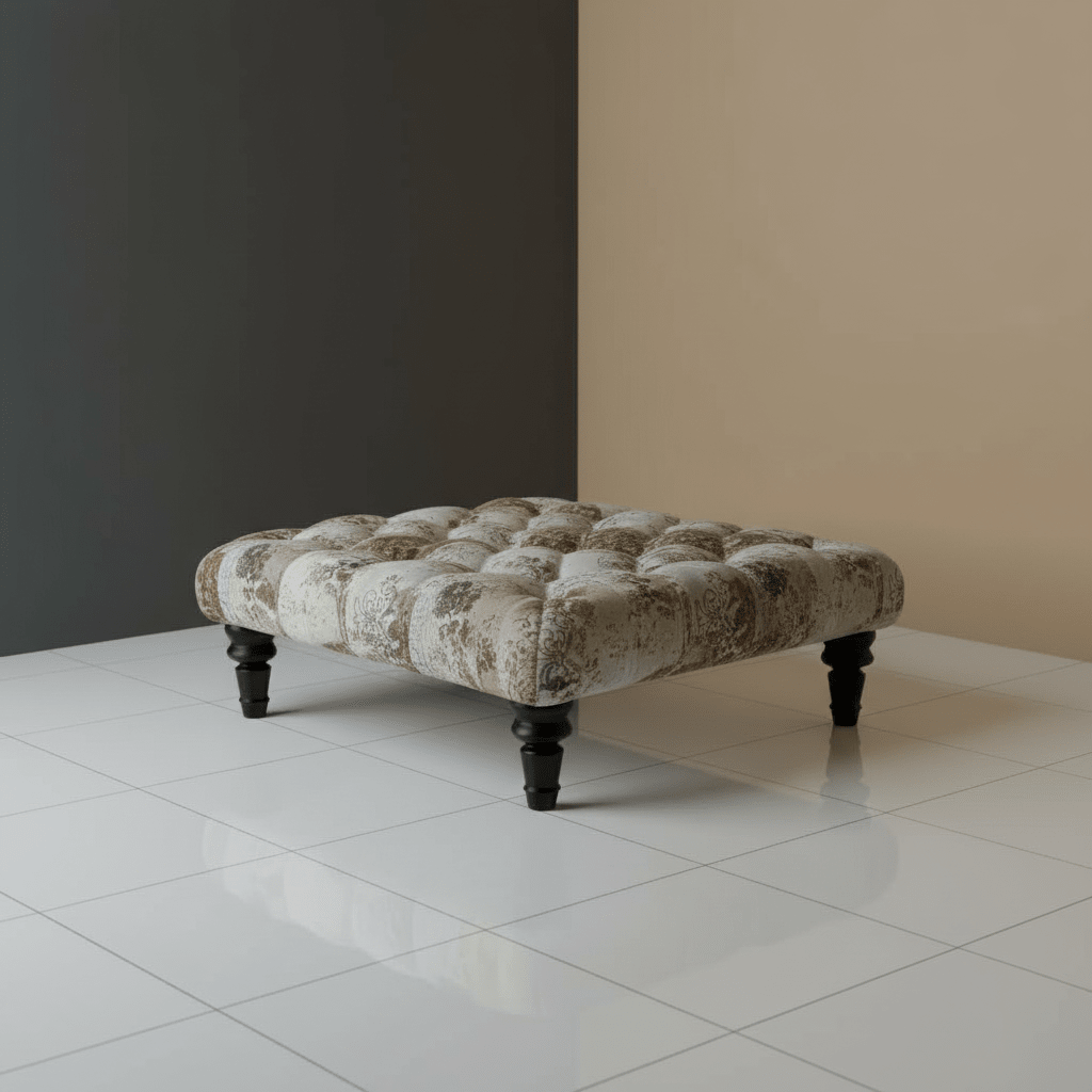 Handcrafted Tufted Square Coffee Table Stool Multi - Toned Finish - ISTOOLS