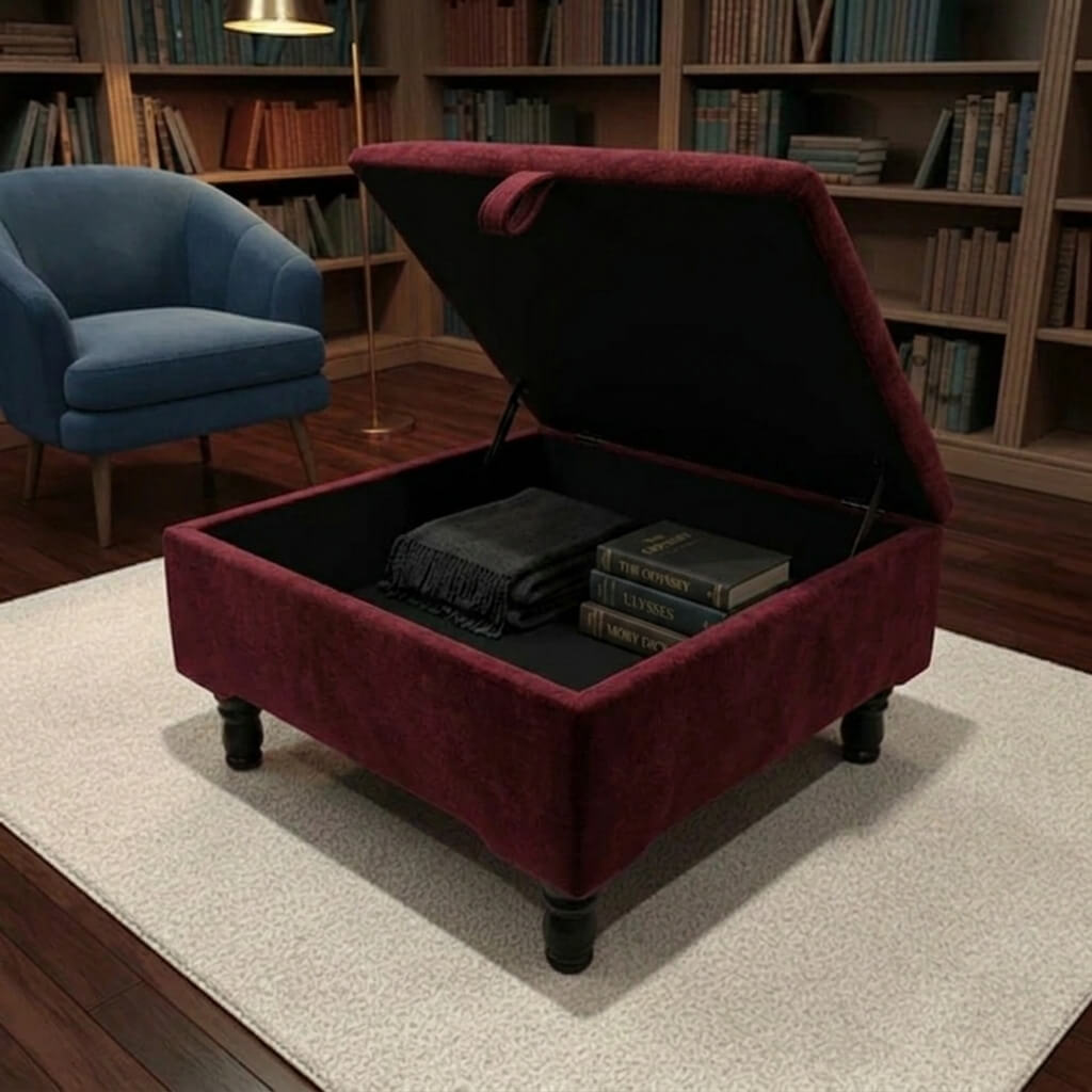 HANDCRAFTED UPHOLSTERED STORAGE POUFFE MADE TO MEASURE - ISTOOLS