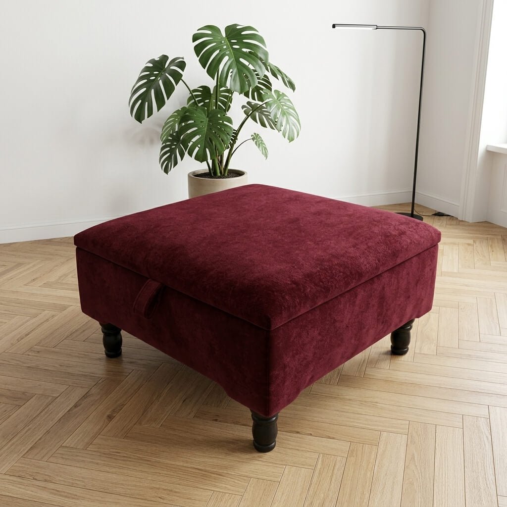HANDCRAFTED UPHOLSTERED STORAGE POUFFE MADE TO MEASURE - ISTOOLS