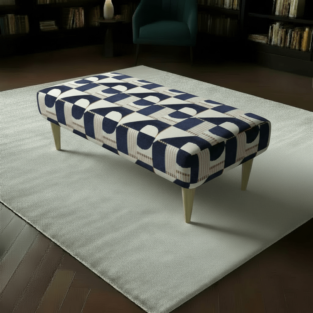 Heavy Duty Upholstered Ottoman – Premium Non - Storage Designer Footstool for Living Room - ISTOOLS
