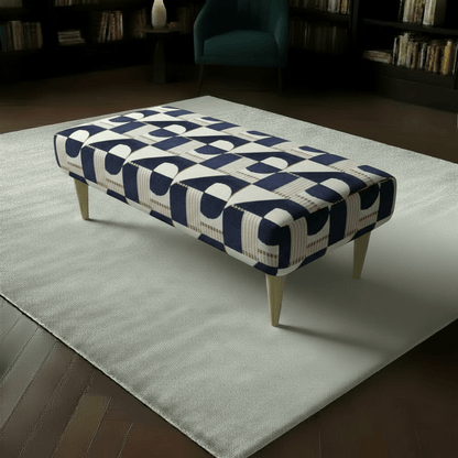 Heavy Duty Upholstered Ottoman – Premium Non - Storage Designer Footstool for Living Room - ISTOOLS