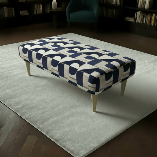 Heavy Duty Upholstered Ottoman – Premium Non - Storage Designer Footstool for Living Room - ISTOOLS