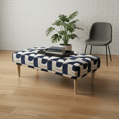 Heavy Duty Upholstered Ottoman – Premium Non - Storage Designer Footstool for Living Room - ISTOOLS