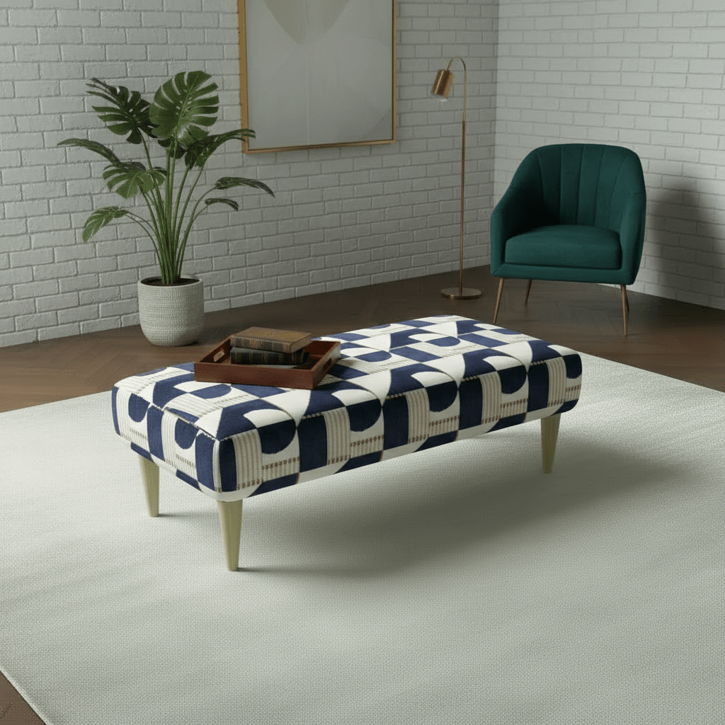 Heavy Duty Upholstered Ottoman – Premium Non - Storage Designer Footstool for Living Room - ISTOOLS