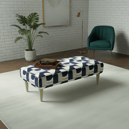 Heavy Duty Upholstered Ottoman – Premium Non - Storage Designer Footstool for Living Room - ISTOOLS