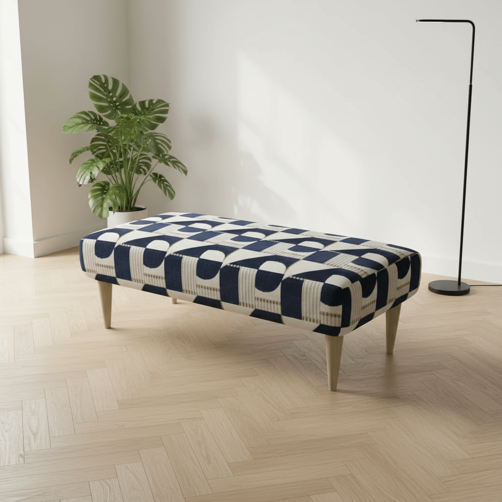 Heavy Duty Upholstered Ottoman – Premium Non - Storage Designer Footstool for Living Room - ISTOOLS