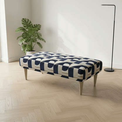 Heavy Duty Upholstered Ottoman – Premium Non - Storage Designer Footstool for Living Room - ISTOOLS