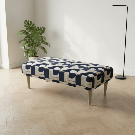 Heavy Duty Upholstered Ottoman – Premium Non - Storage Designer Footstool for Living Room - ISTOOLS