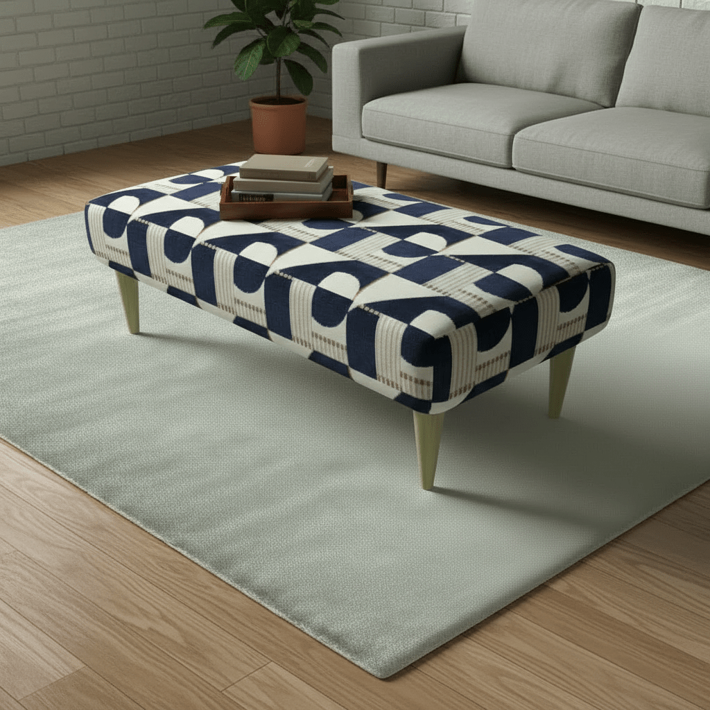 Heavy Duty Upholstered Ottoman – Premium Non - Storage Designer Footstool for Living Room - ISTOOLS