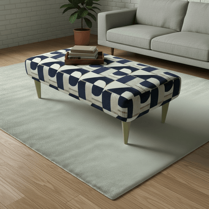 Heavy Duty Upholstered Ottoman – Premium Non - Storage Designer Footstool for Living Room - ISTOOLS