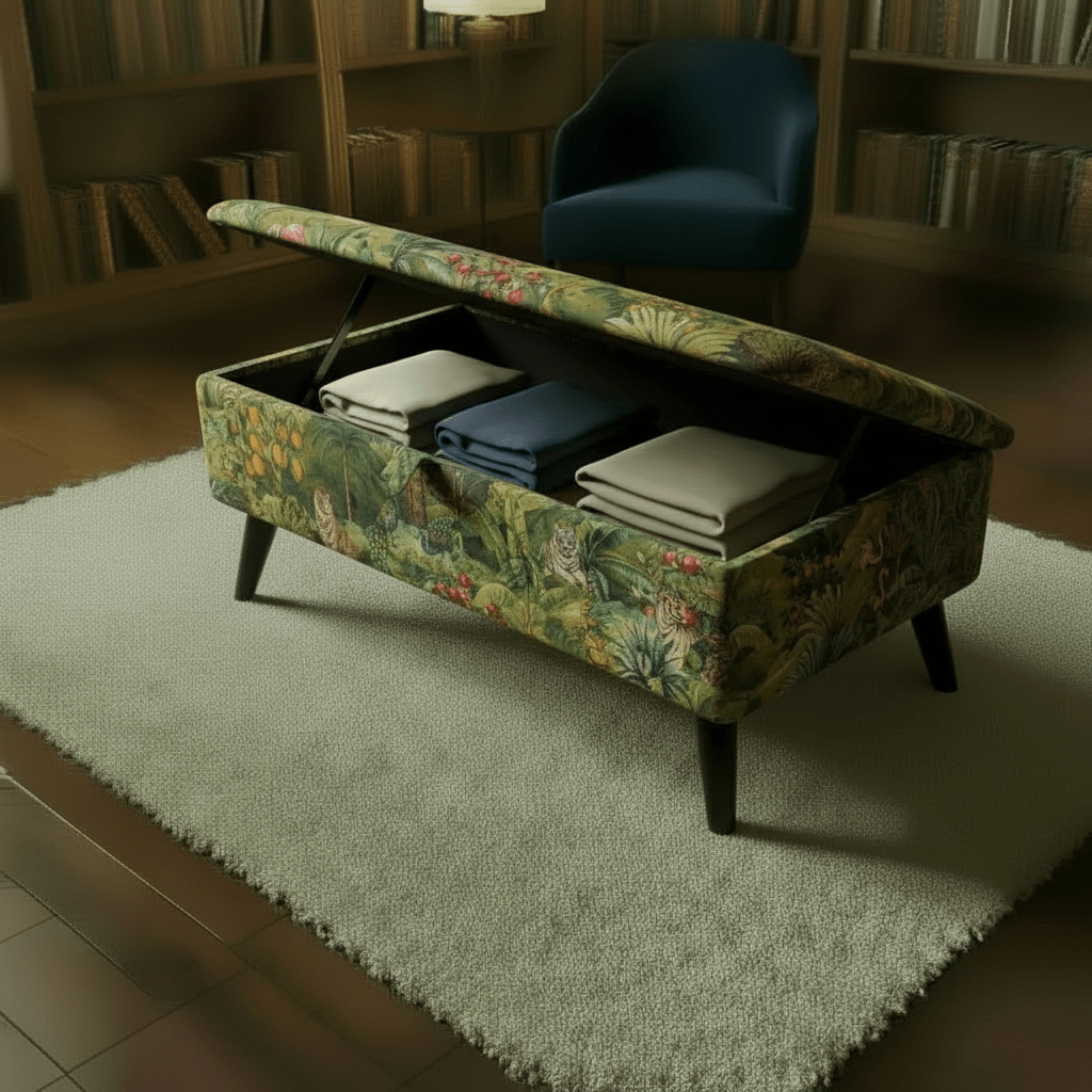 Hidden Compartment Long Ottoman – Stylish UK Handcrafted Storage Bench for Decluttering - ISTOOLS