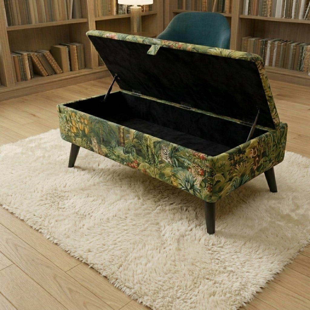 Hidden Compartment Long Ottoman – Stylish UK Handcrafted Storage Bench for Decluttering - ISTOOLS