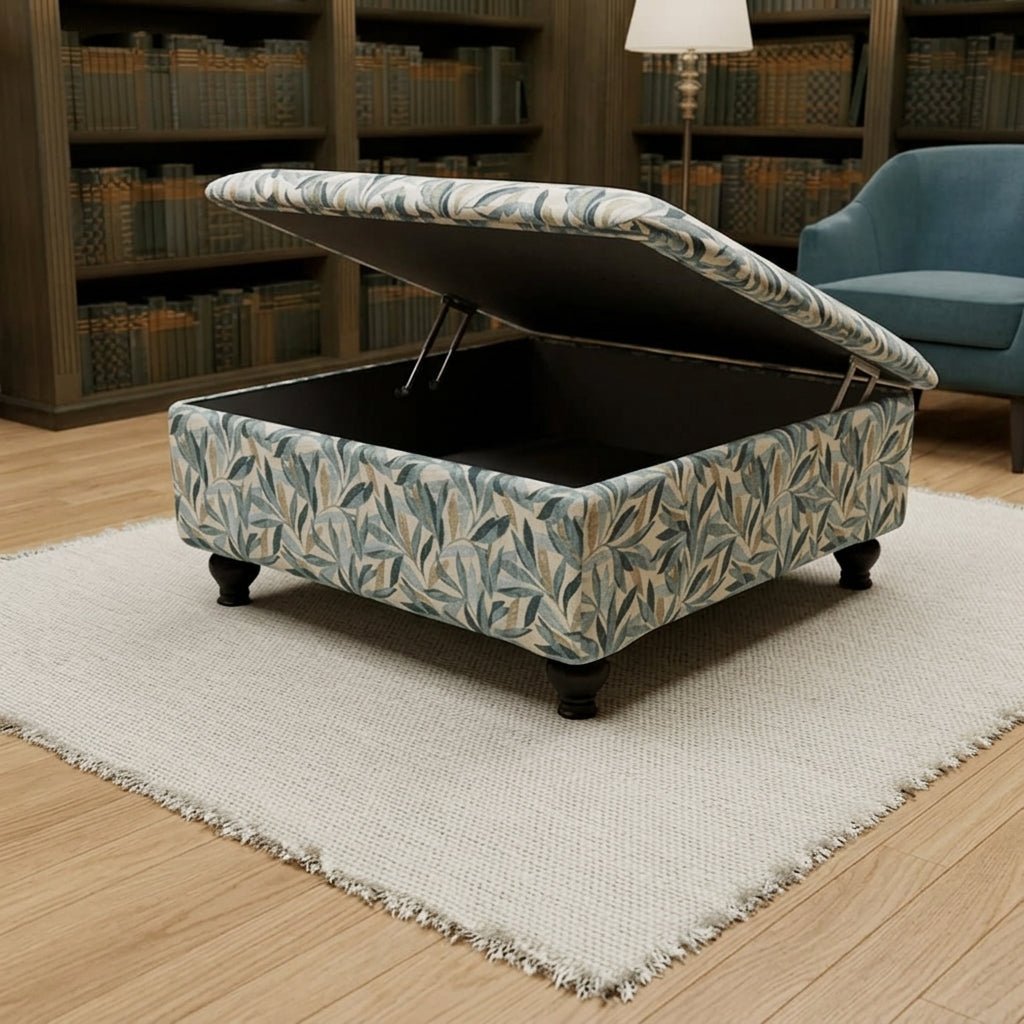 High-Density Foam Cushioned Ottoman & Coffee Table – Multi-Toned Designer Seating with Storage | Handcrafted UK Centrepiece - ISTOOLS